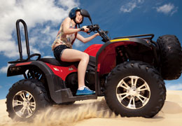 Tangalooma ATV Quad Bike Day Cruise with Bus Transfers